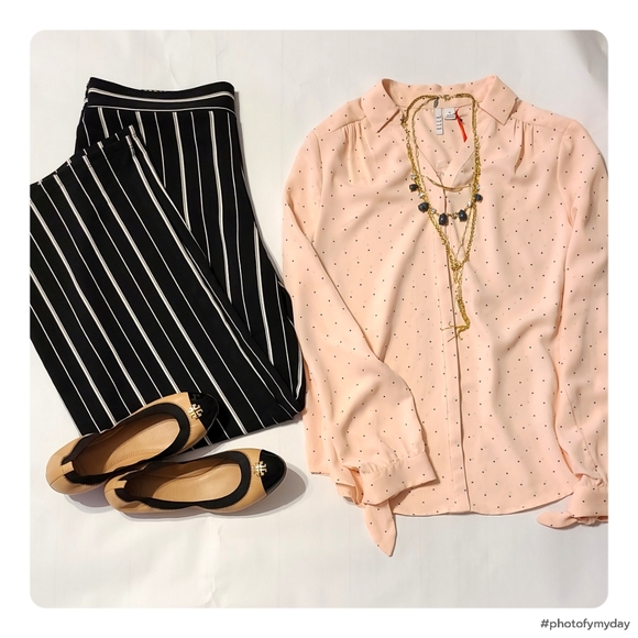 Jones Studio Black Striped Wide Leg Pants Sz Large - Picture 5 of 5